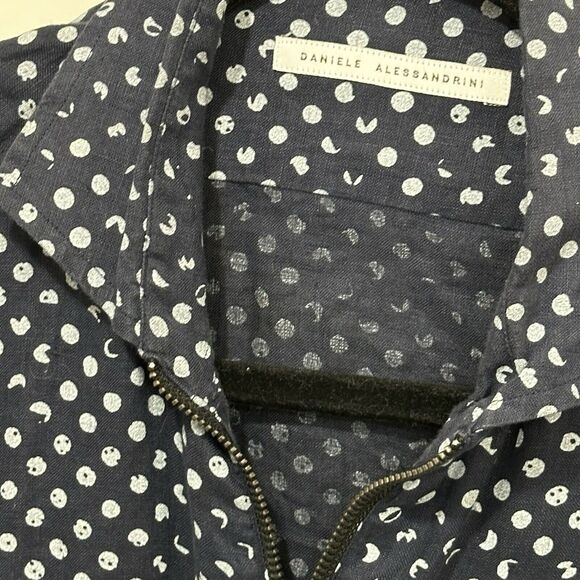 Daniele Alessandrini Navy Speckled Linen Zip Up Jacket Women’s Medium M - Picture 2 of 6